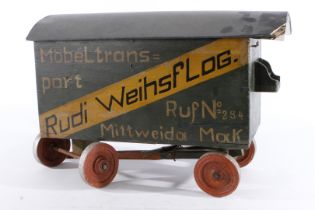 Möbeltransportwagen ”Weihsflog”, Holz, bemalt, tw besch. Gesamtlänge 80, Z 3
