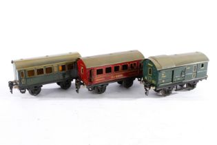 3 Märklin Wagen 1725/1726, Spur 0, CL, L 16,5, Z 4