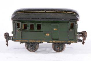 Märklin Personen/Postwagen 1901, Spur 0, HL, mit Diensteinrichtung (Stuhllehne fehlt) und 4 AT, LS