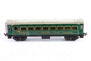 Bub Mitropa Schlafwagen, Spur 0, grün, mit 4 AT und Gussrädern, LS, L 40, Z 3