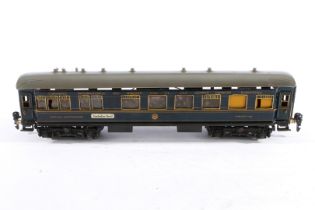 Märklin int. Speisewagen 1942 J, Spur 0, CL, mit 4 AT, Gussrädern und Schildern, LS und gealterter