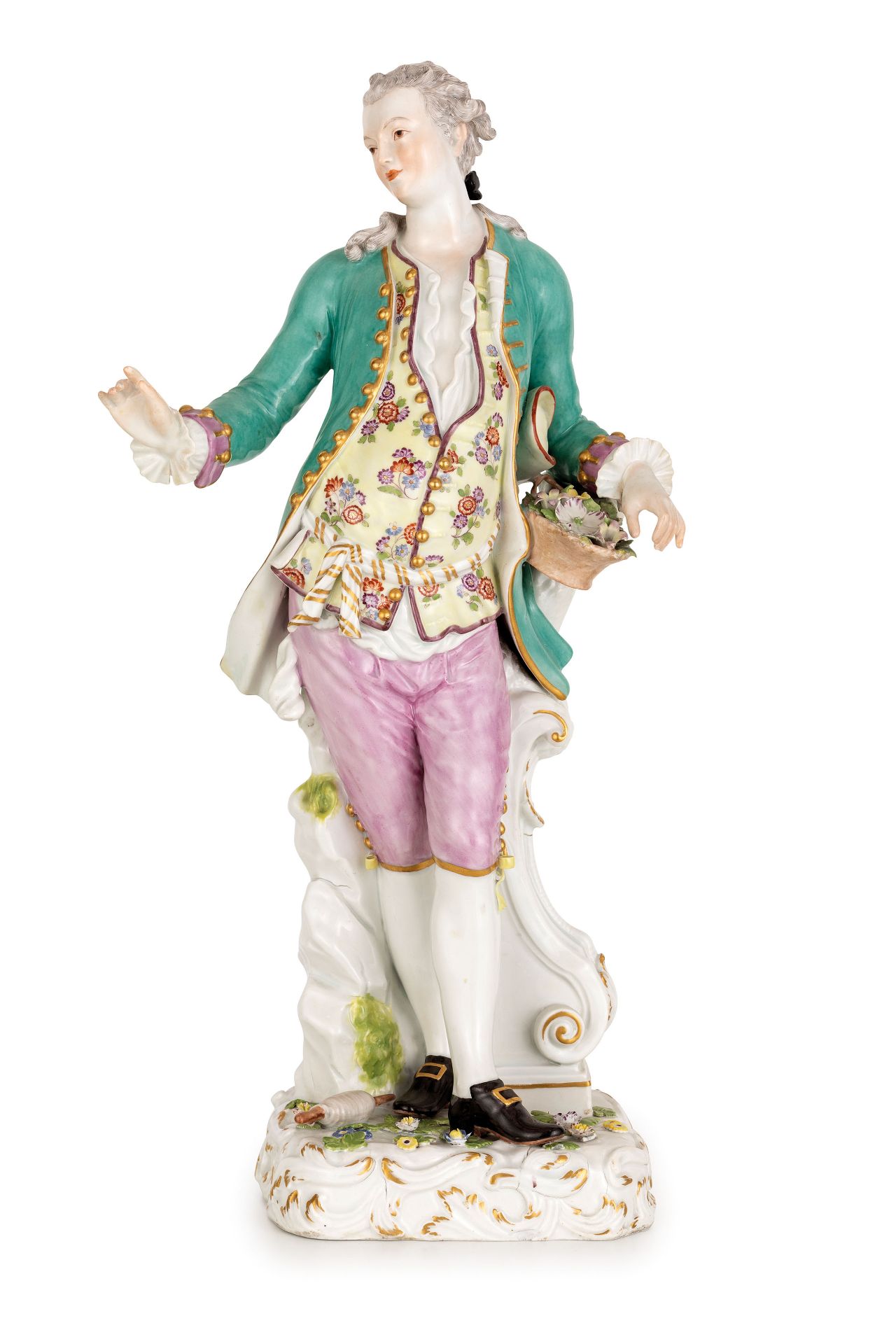 COPPIA DI GRANDI FIGURE IN PORCELLANA POLICROMA, MANIFATTURA DI MEISSEN, CIRCA 1770 - Bild 2 aus 2