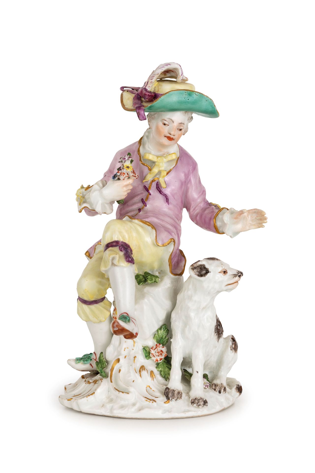 FIGURA IN PORCELLANA POLICROMA, MANIFATTURA DI MEISSEN, CIRCA 1760