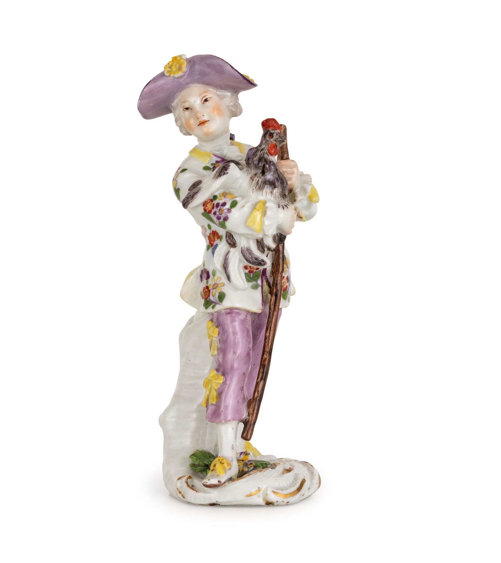 FIGURA IN PORCELLANA POLICROMA, MANIFATTURA DI MEISSEN, CIRCA 1760