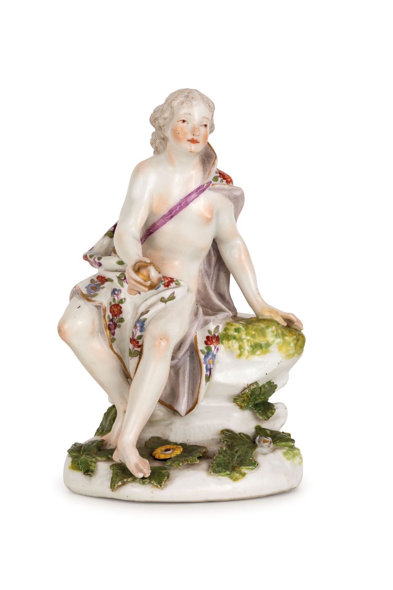 FIGURA IN PORCELLANA POLICROMA, MANIFATTURA DI MEISSEN, CIRCA 1755