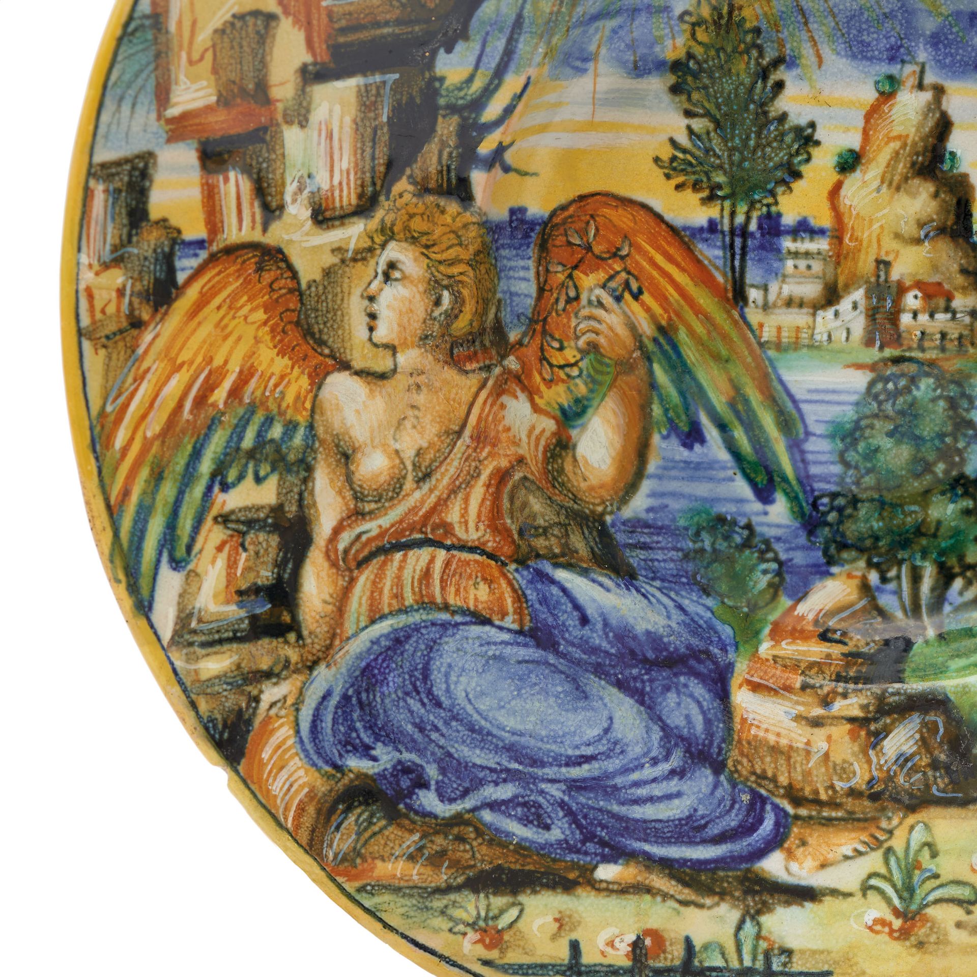 PIATTO IN MAIOLICA POLICROMA, BOTTEGA METAURENSE, SECONDA META' DEL XVI SECOLO - Image 2 of 2