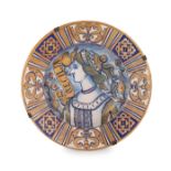 COPPIA DI PIATTI DA PARATA IN MAIOLICA LUSTRATA, FORNACE (BERNARDINO) PEPI, SIENA, TARDO XIX SECOLO