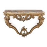 COPPIA DI CONSOLE D'APPLIQUES IN LEGNO INTAGLIATO E LACCATO, XVIII SECOLO