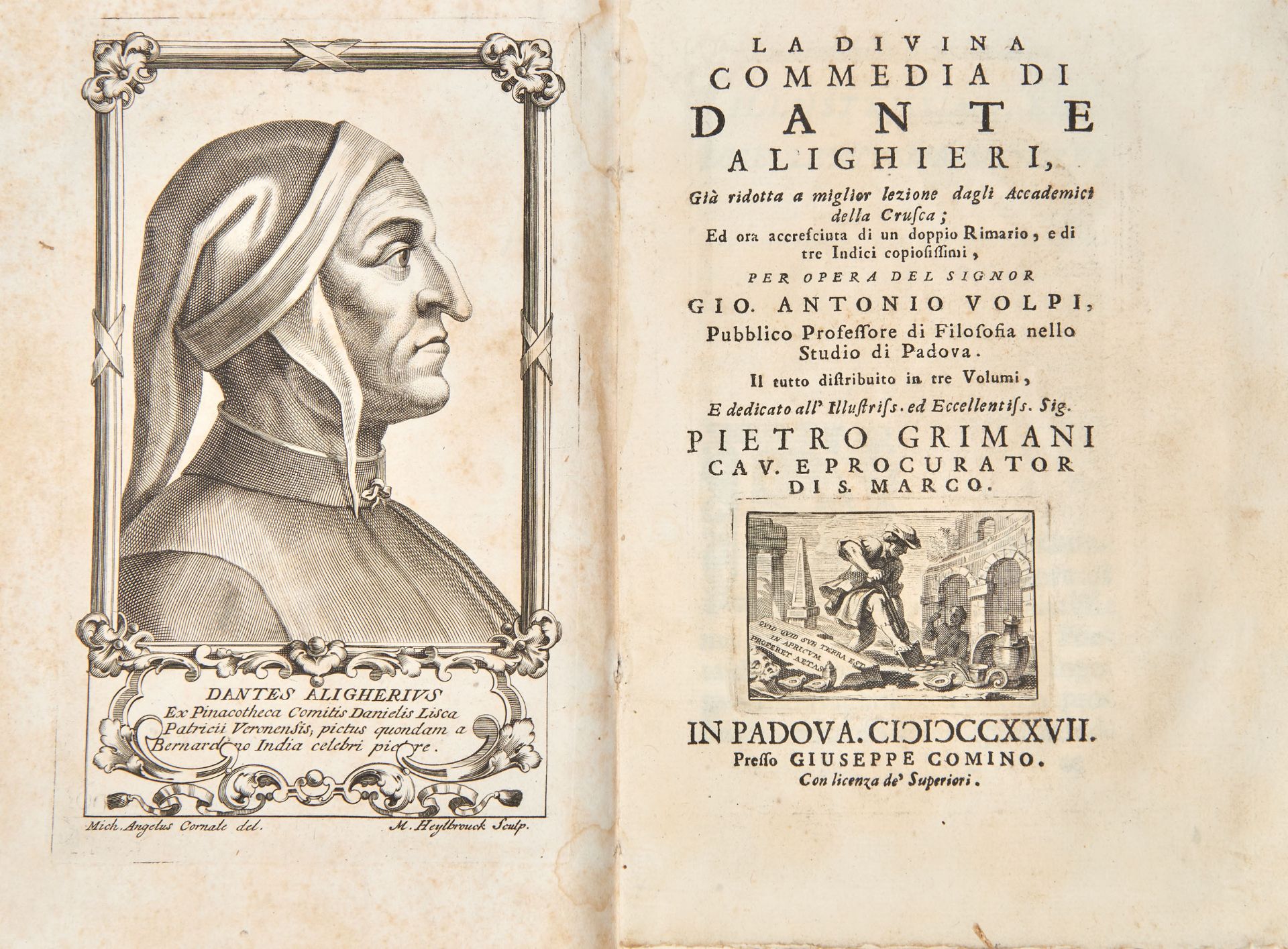 DANTE; [VOLPI, Giovanni Antonio (1686-1766)]. La divina Commedia di Dante Alighieri. Padua: Comino,