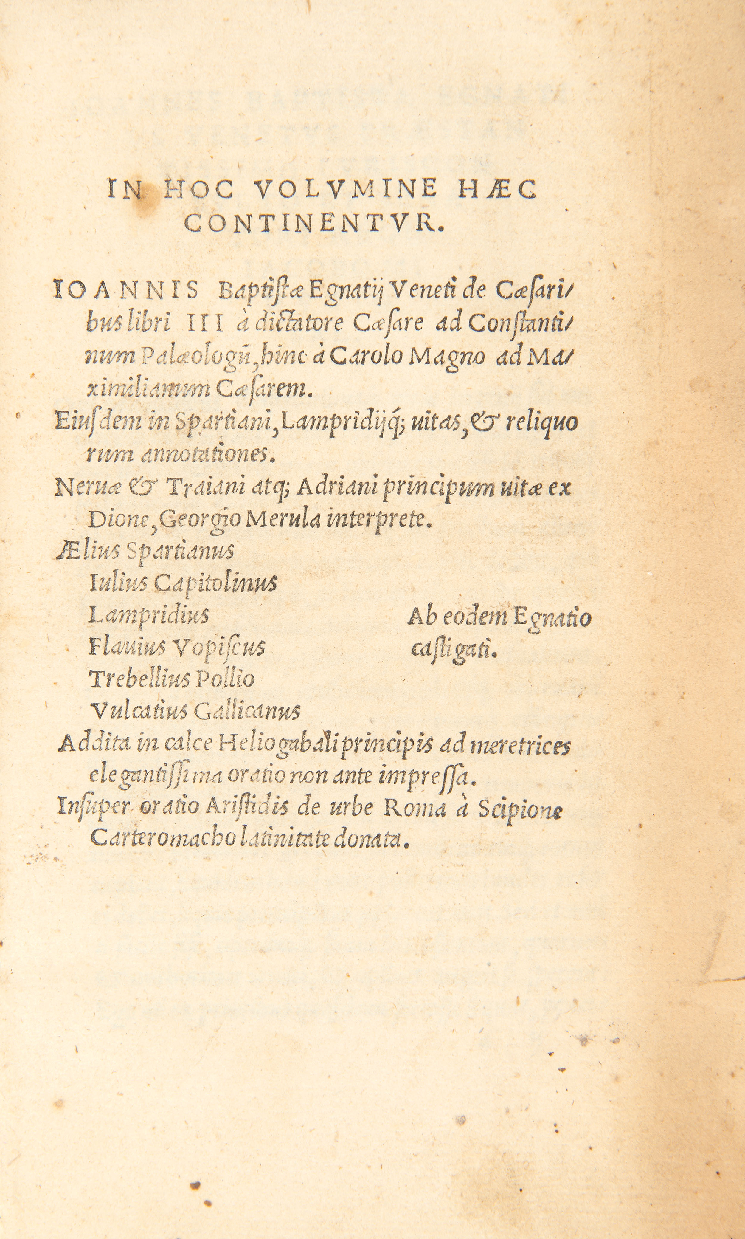 [CLASSICS] EGNAZIO, Giovanni Battista (1478-1553). In hoc volumine contintentur ...de cesaribus - Image 3 of 4