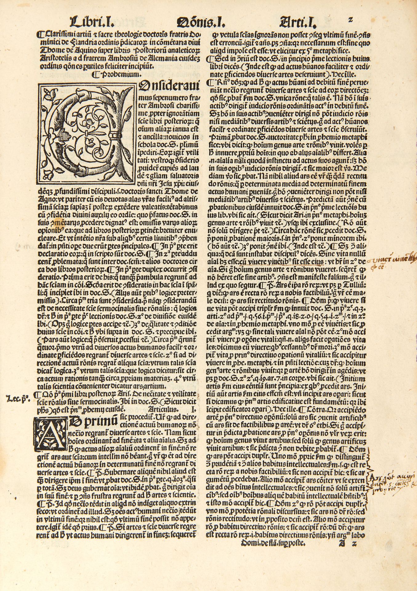 [ARISTOTLE] DOMINICUS DE FLANDRA (1425-1500). Commentaria super libris posteriorum Aristotelis, - Image 3 of 3
