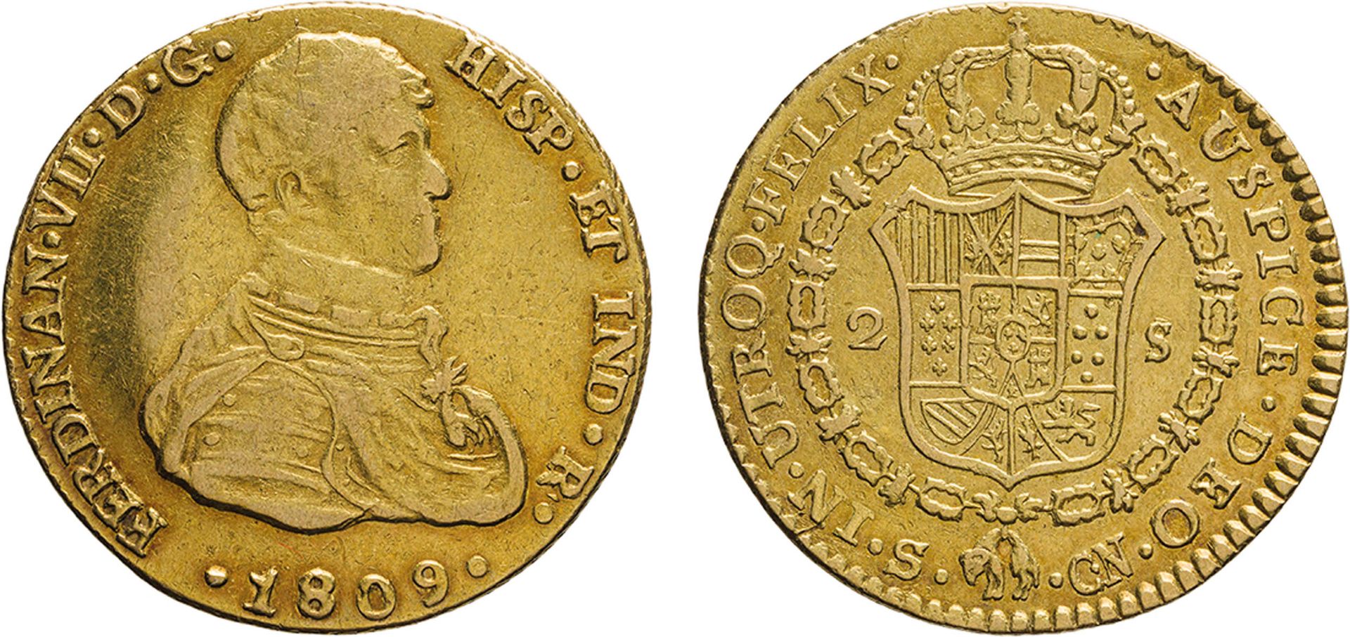 ZECCHE ESTERE. SPAGNA. FERDINANDO VII (1808-1833). 2 SCUDI 1809