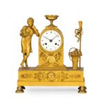 OROLOGIO A PENDOLO D'APPOGGIO IN BRONZO DORATO, FRANCIA 1830 CIRCA