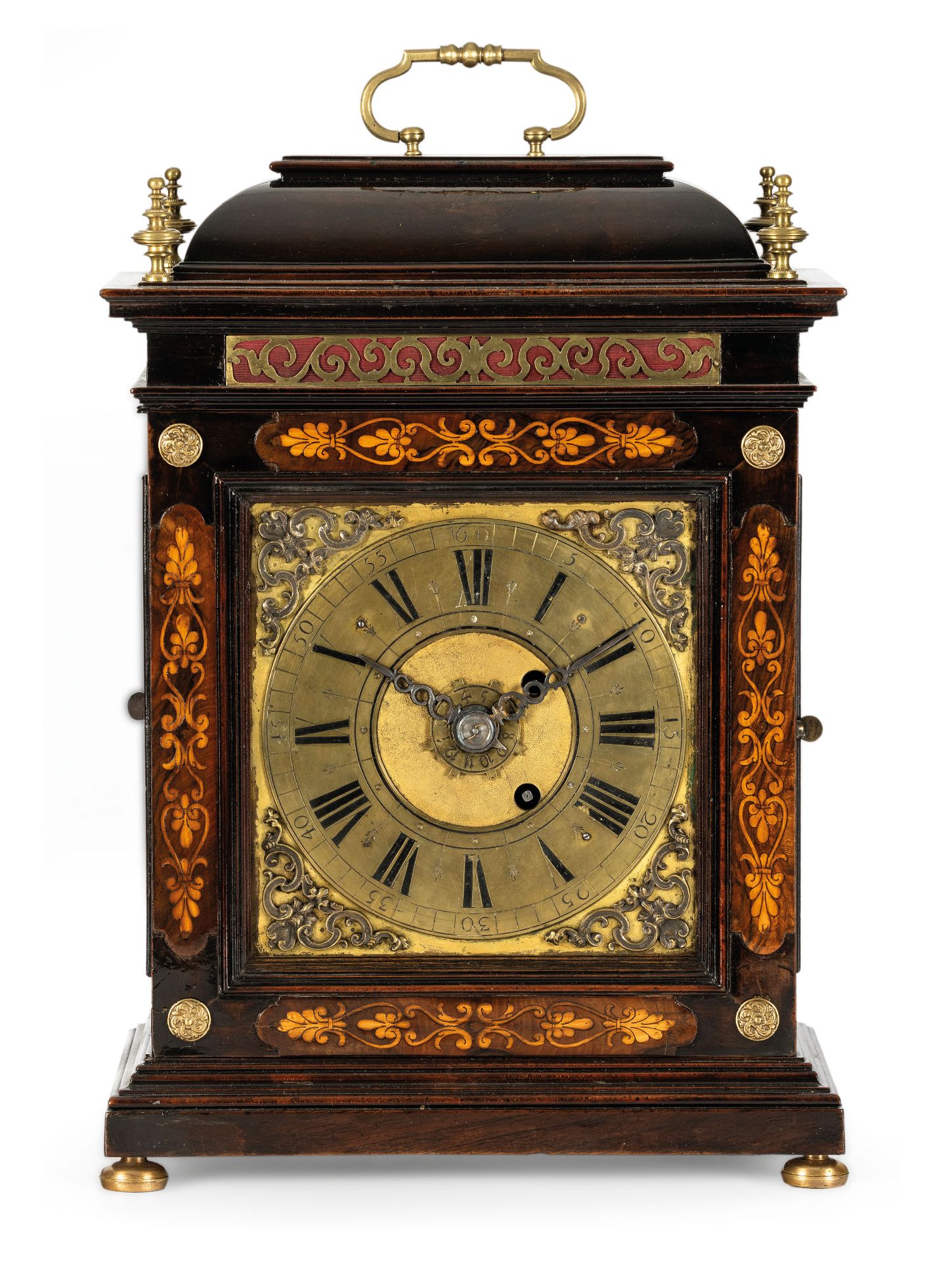 LOUIS MONTIER BOLOGNA, OROLOGIO DA APPOGGIO, IN LEGNO LACCATO E APPLICAZIONI IN BRONZO DORATO, CON