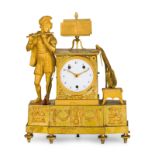 LE ROI ET FILS, AIR DU TROUBADOUR, OROLOGIO A PENDOLO D'APPOGGIO IN BRONZO DORATO, CON SUONERIA A