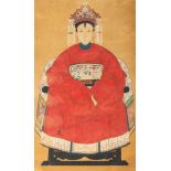 DIPINTO SU CARTA INCORNICIATO, RAFFIGURANTE FIGURA FEMMINILE DI CORTE, CINA, XIX SECOLO