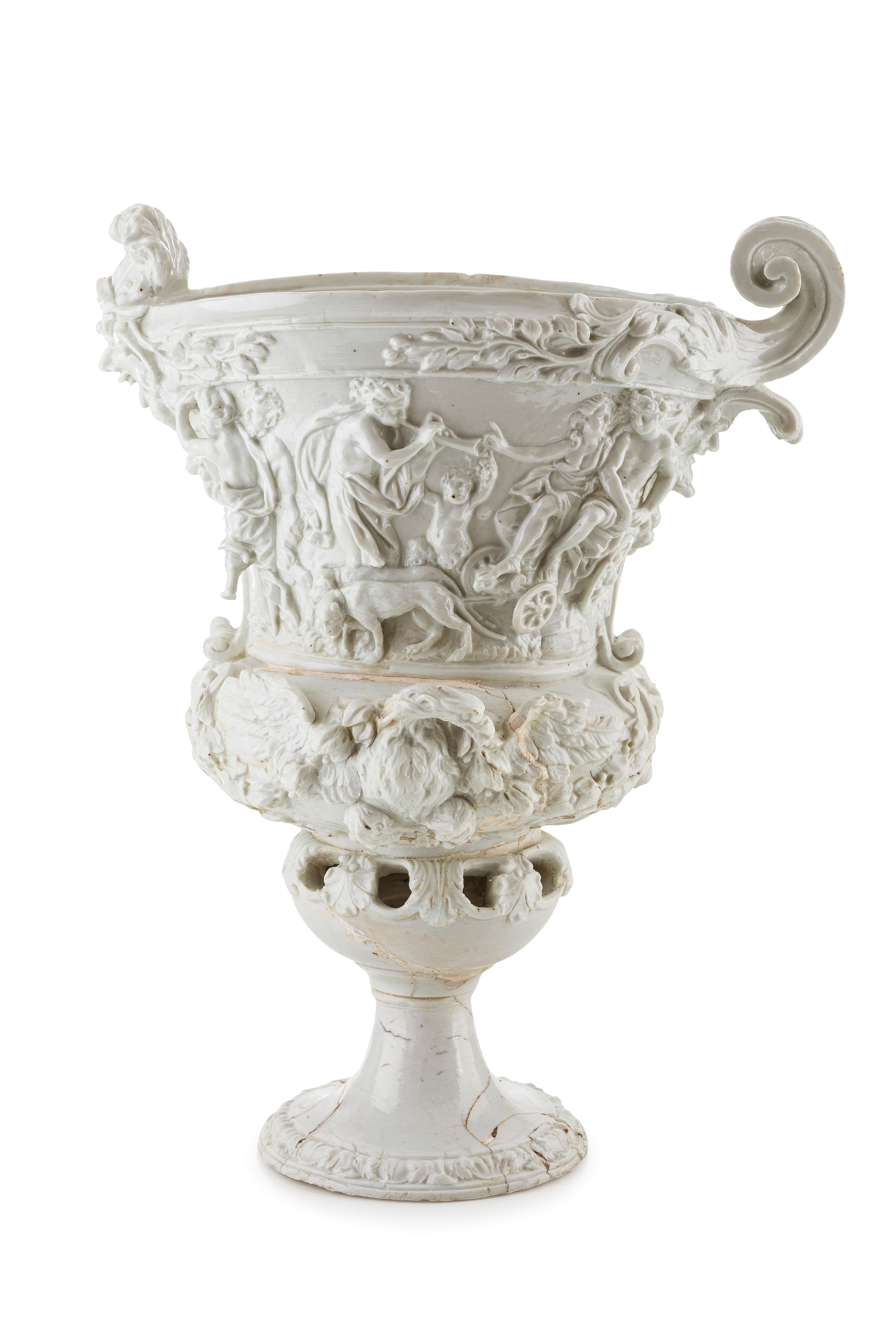 VASO IN PORCELLANA BIANCA, MANIFATTURA GINORI A DOCCIA, CIRCA 1745