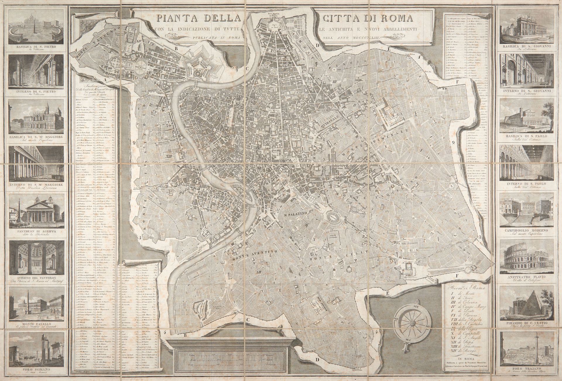 RUGA, Pietro (19th century). Pianta della città di Roma con la indicazione di tutte le antichità