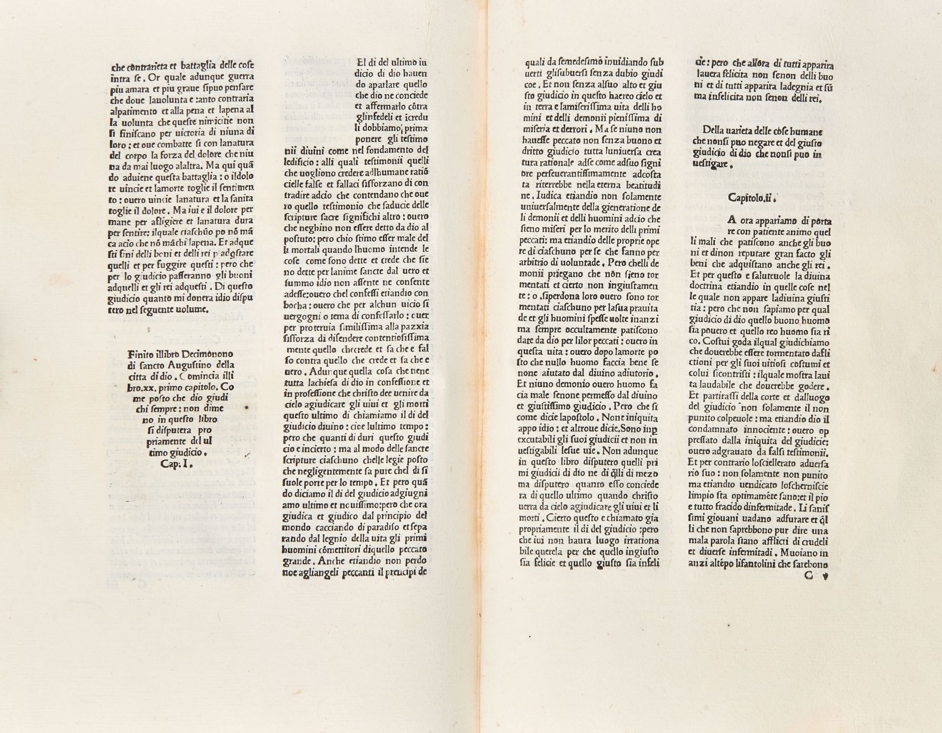 AUGUSTINUS, Aurelius (354-430). De la cita di dio. Venice: Bartolommeo Miscomini, 1476-78. - Image 2 of 3