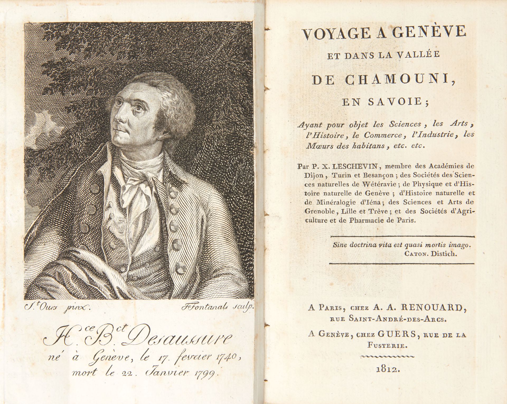 [ALPI] LESCHEVIN, Philippe-Xavier (1771-1814). Voyage a Gen?ve et dans la vallée de Chamouni, en
