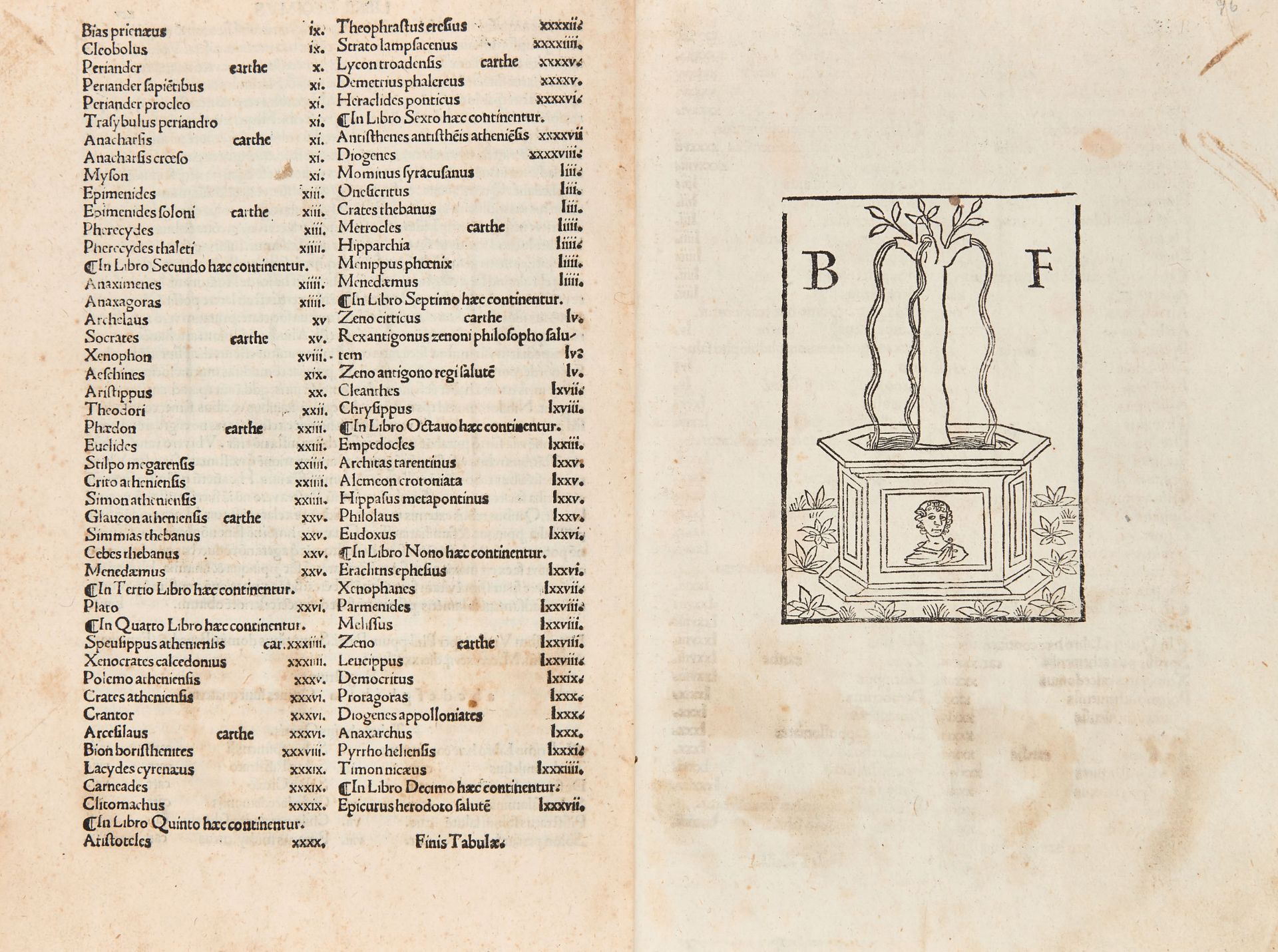 DIOGENES LAERTIUS (180-240). Vitae et sententiae eorum qui in philosophia probati fuernunt. Venice: - Bild 2 aus 4