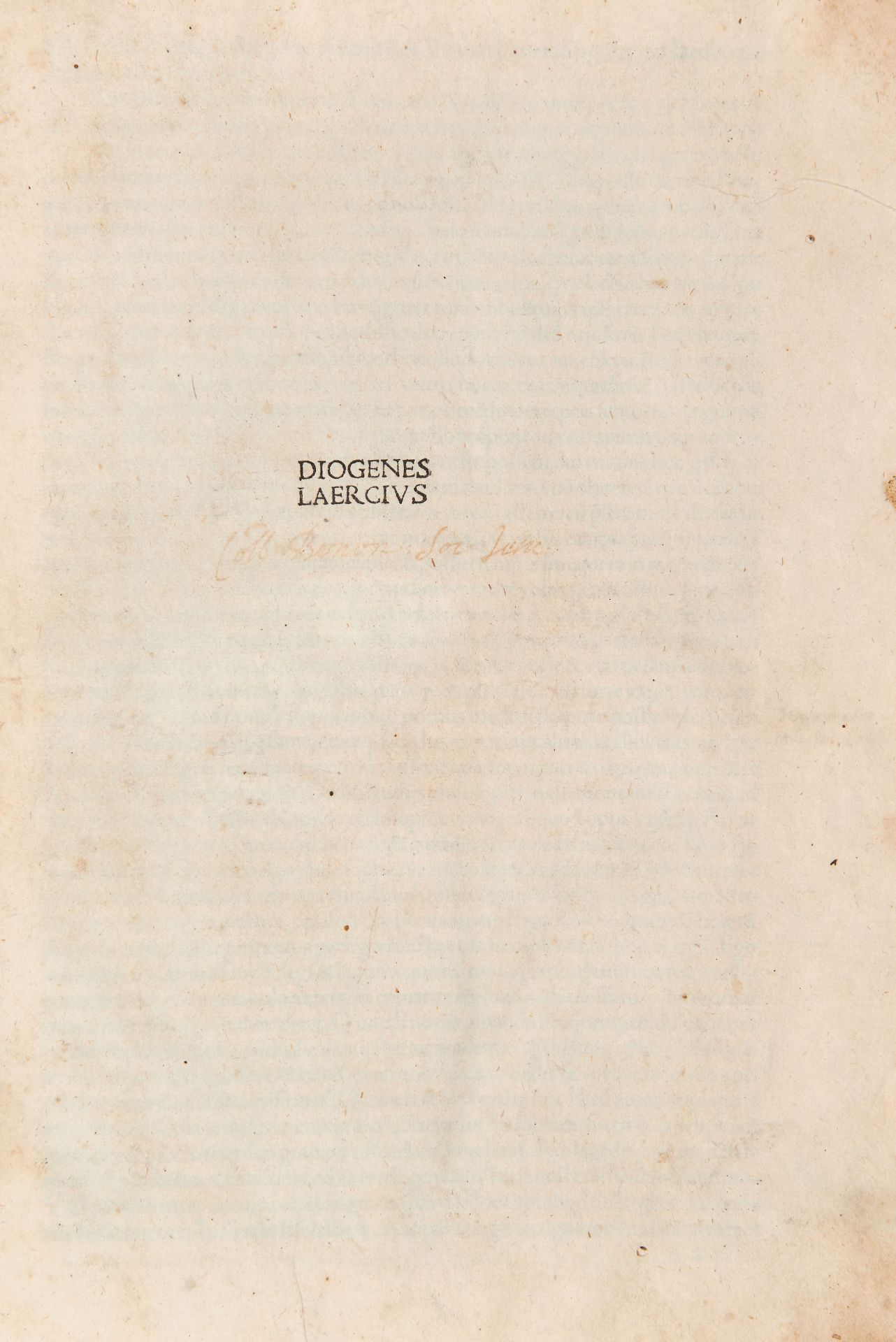 DIOGENES LAERTIUS (180-240). Vitae et sententiae eorum qui in philosophia probati fuernunt. Venice: - Bild 3 aus 4
