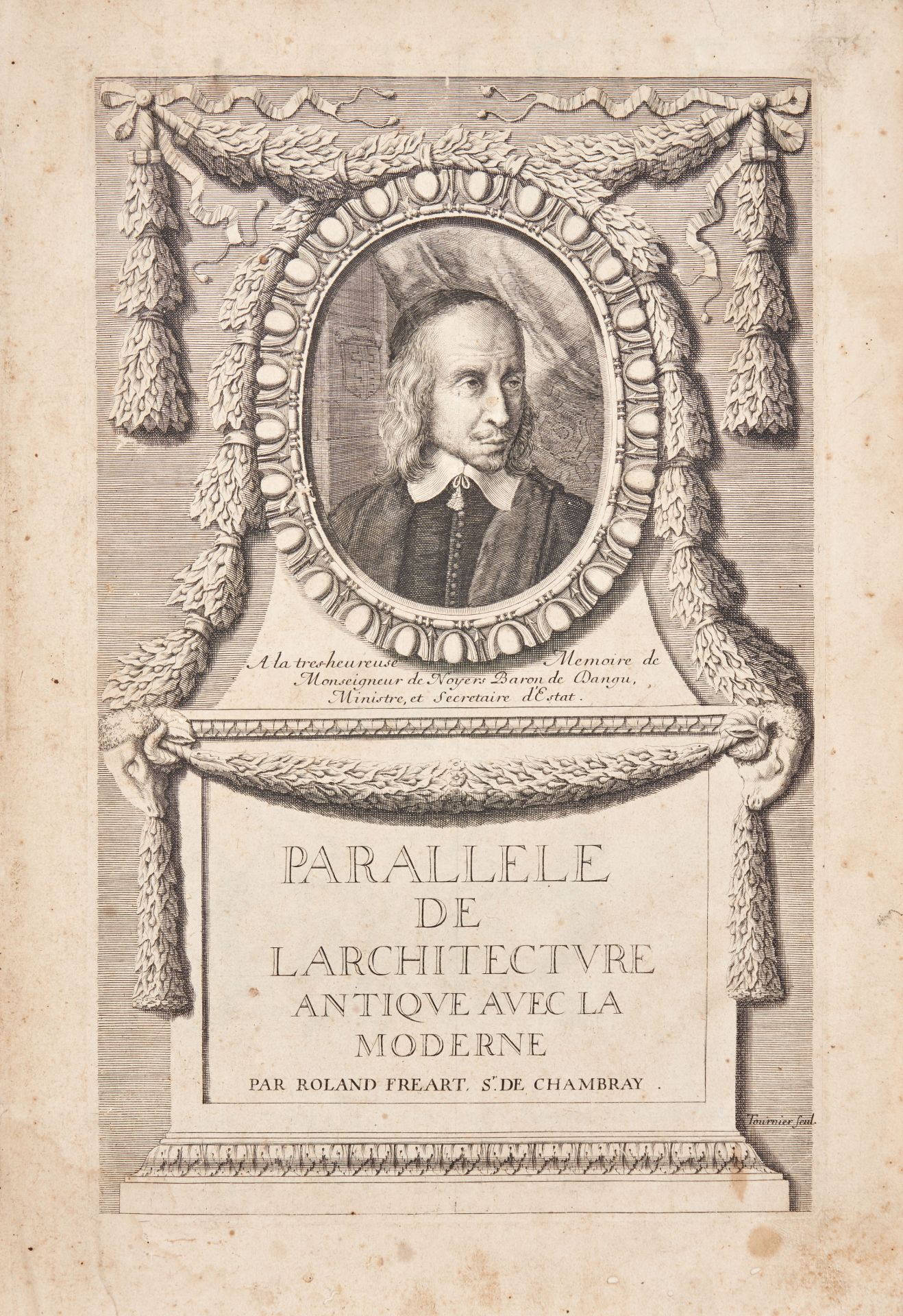 FREART, Roland (1606 ; 1676). Parallele de l'architecture antique et de la moderne. Paris: Edme - Image 3 of 3