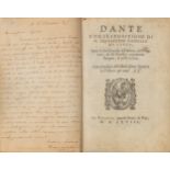 DANTE ALIGHIERI (1265-1321). Dante con l'espositione di M. Bernardino Daniello da Lucca, Sopra la
