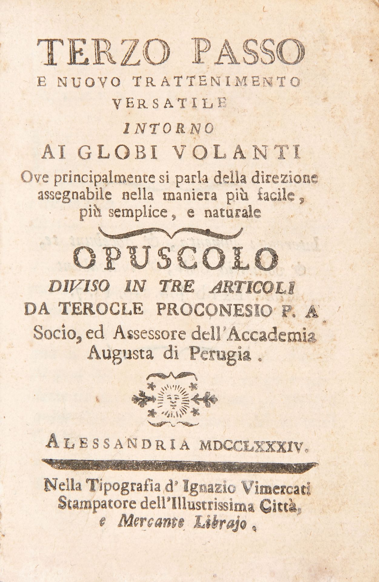 [AEROSTATICS] SATTAMINO Giuseppe Maria (18th century),. Terzo passo e nuovo trattenimento versatile - Image 2 of 2