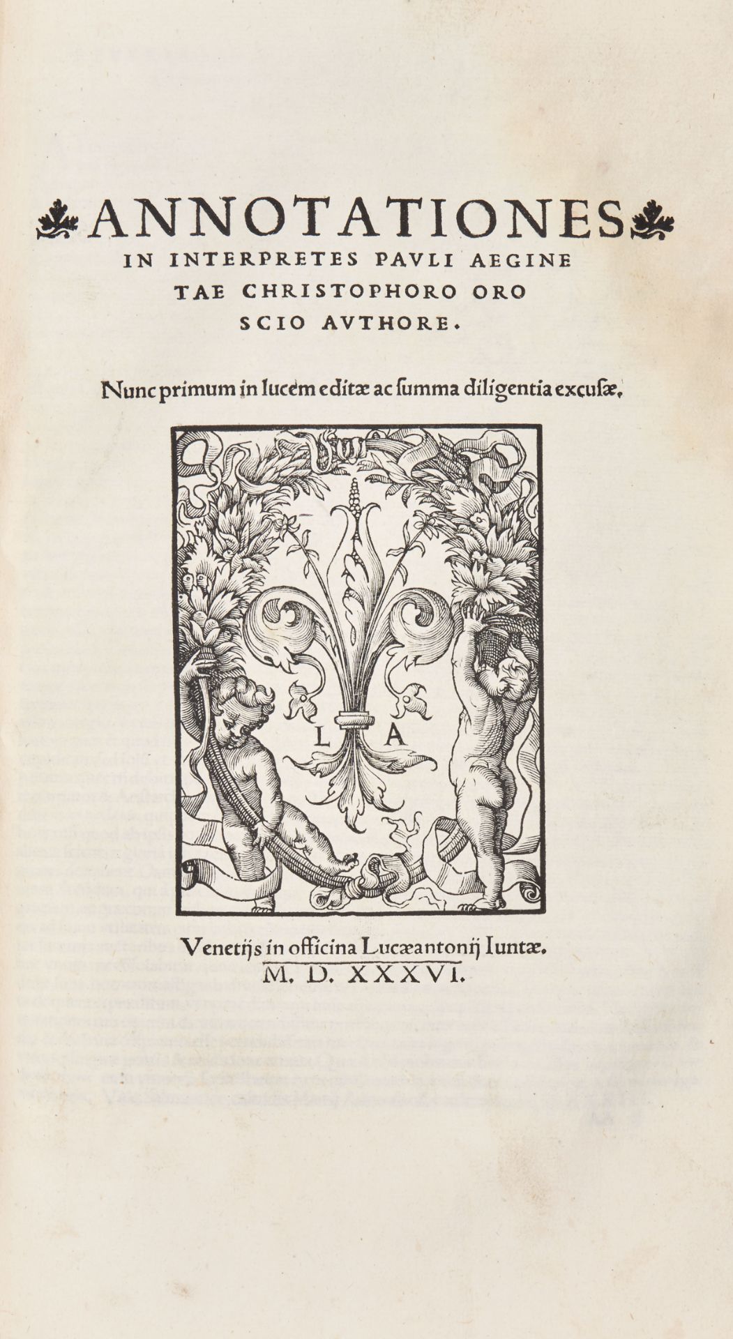 PAUL OF AEGINA (625-690 AD). De medica materia libri septe. Venice: Giunta, 1532. - Image 3 of 3