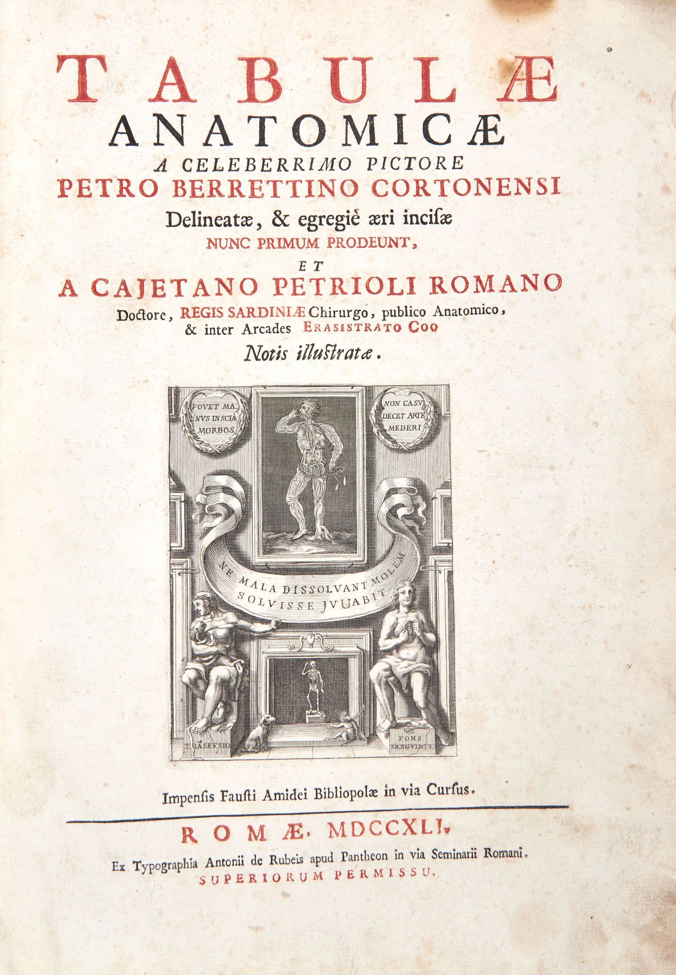 PIETRO DA CORTONA (1596-1669). Tabulae anatomicae. Rome: Antonio de Rossi per Fausto Amidei, 1741. - Image 2 of 3