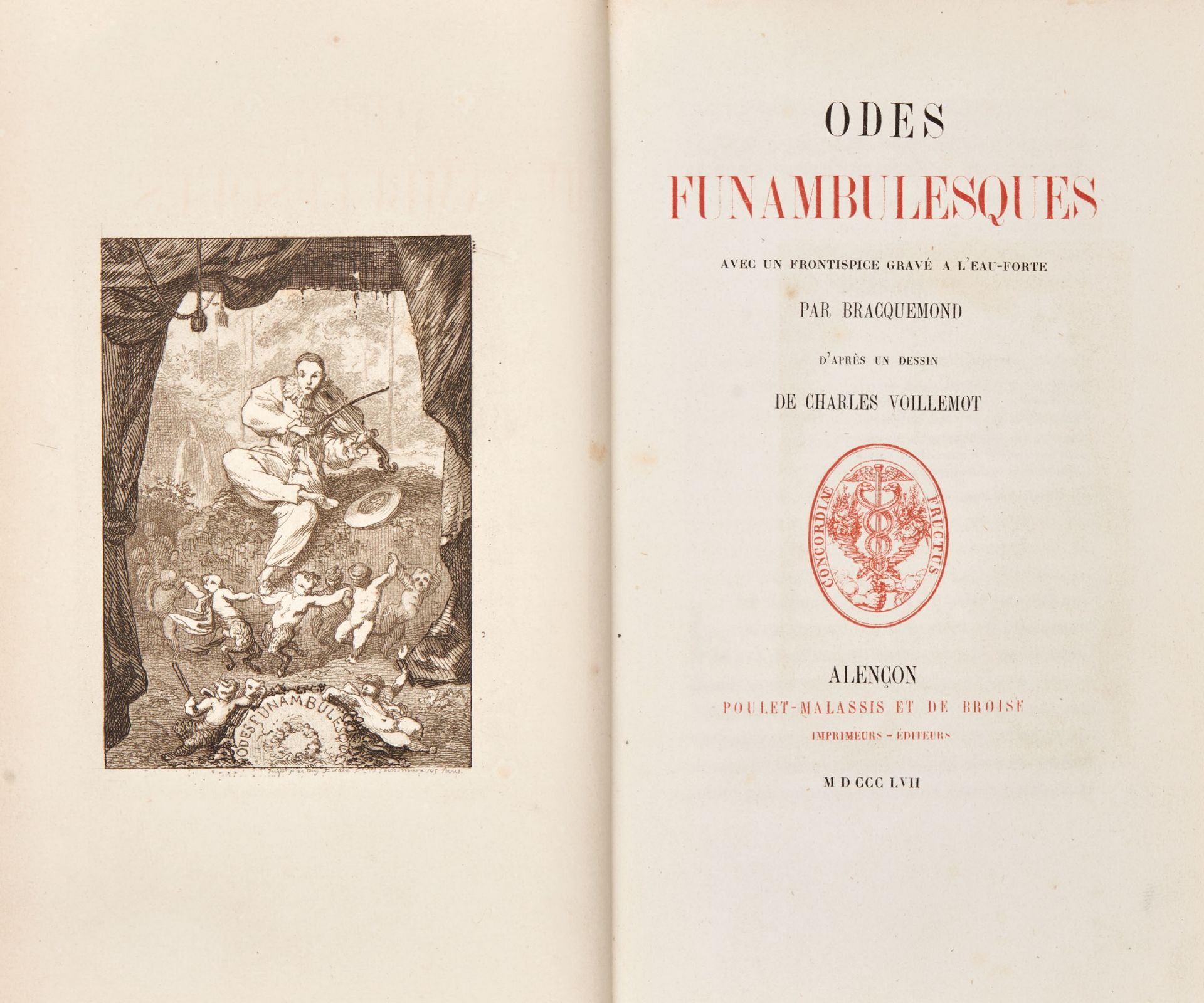 [BANVILLE, Théodore de]. Odes funambulesques. Alenéon: Poulet-Malassis et de Broise, 1857. - Image 2 of 2
