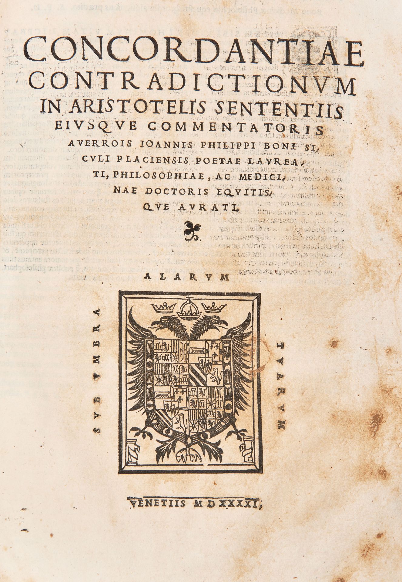[ARISTOTELE]. Aristotelis de animalium generatione libri quinque cum Philoponi commentarijs. - Image 3 of 4