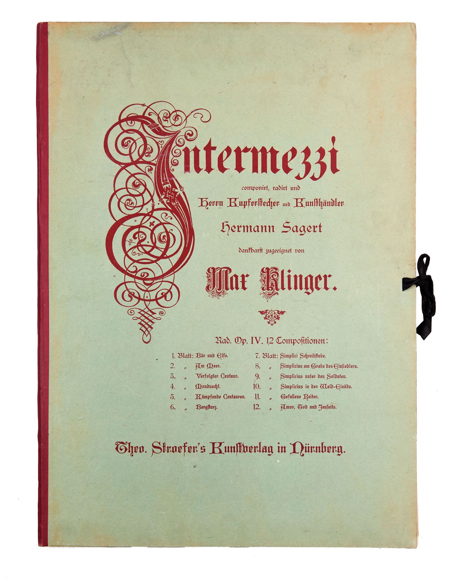 KLINGER, Max (1857-1920). Intermezzi. Opus IV. Nurnberg: Stroefer, 1881. - Bild 3 aus 4