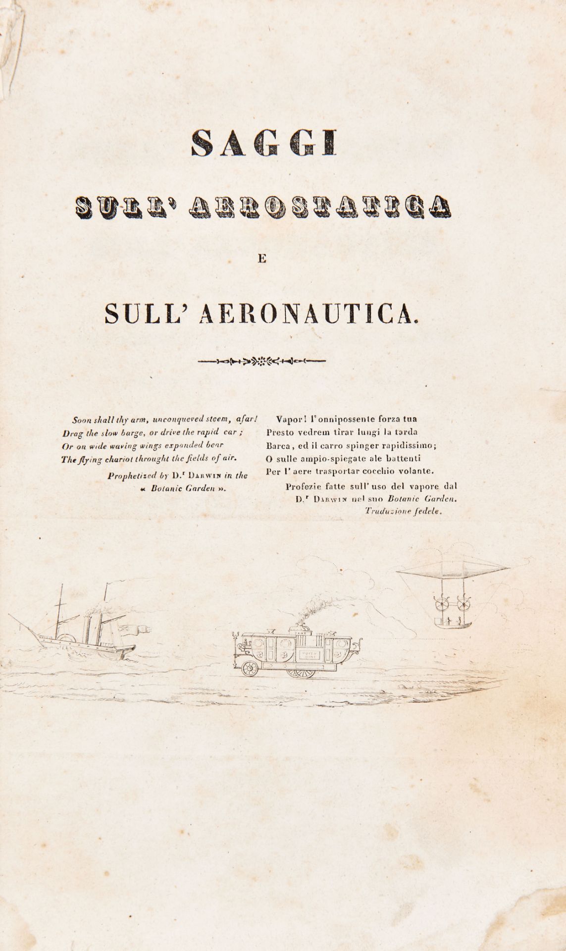 [AEROSTATICS] SATTAMINO Giuseppe Maria (18th century),. Terzo passo e nuovo trattenimento versatile