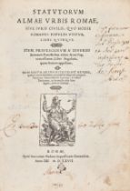 [ROME]. Statutorum almae urbis Romae... libri quinque. Rome: Blado, 1567.