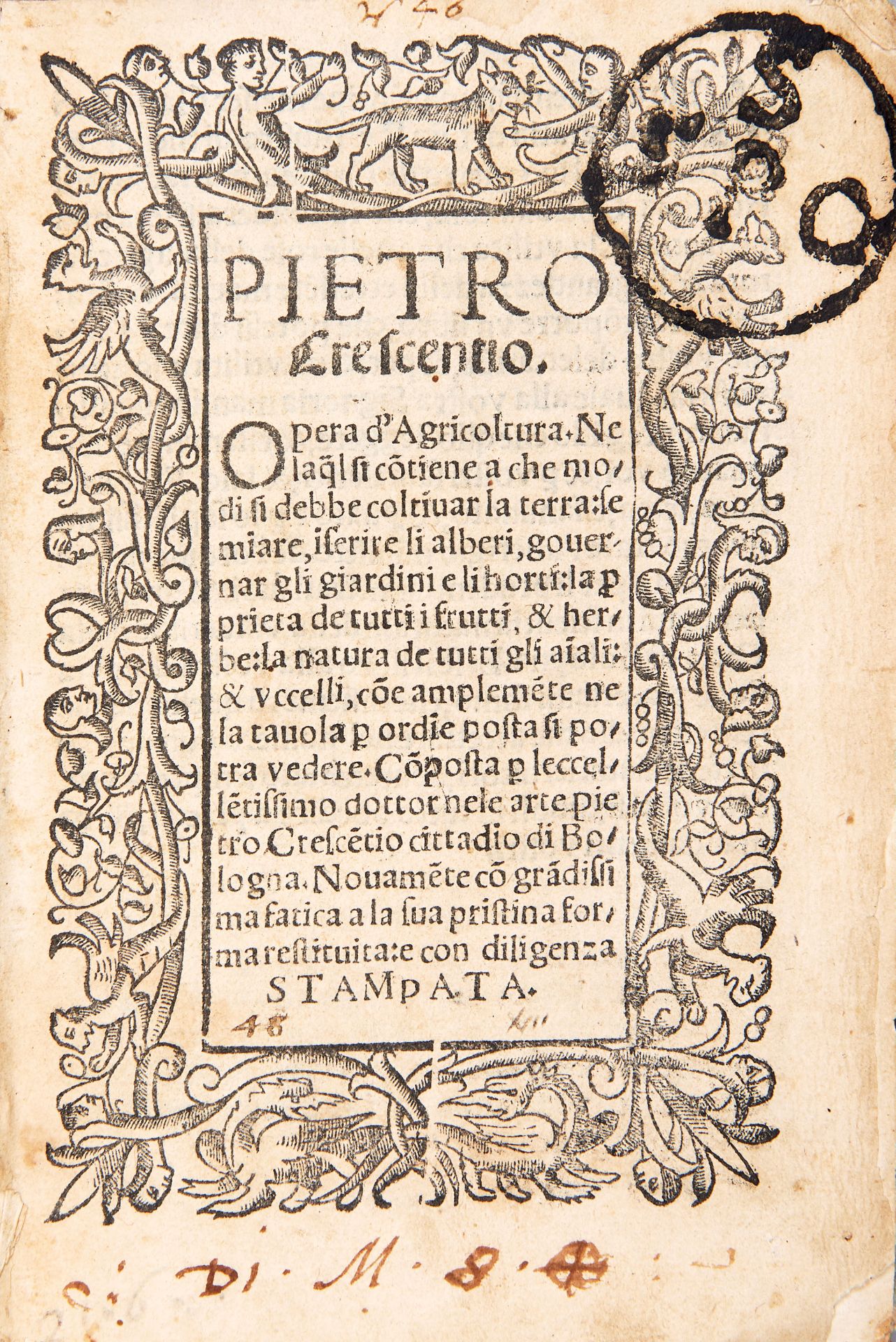 CRESCENZI, Pietro de' (1230-1320). Opera d'agricoltura. Ne laqual si contiene a che modi si debbe - Image 2 of 3