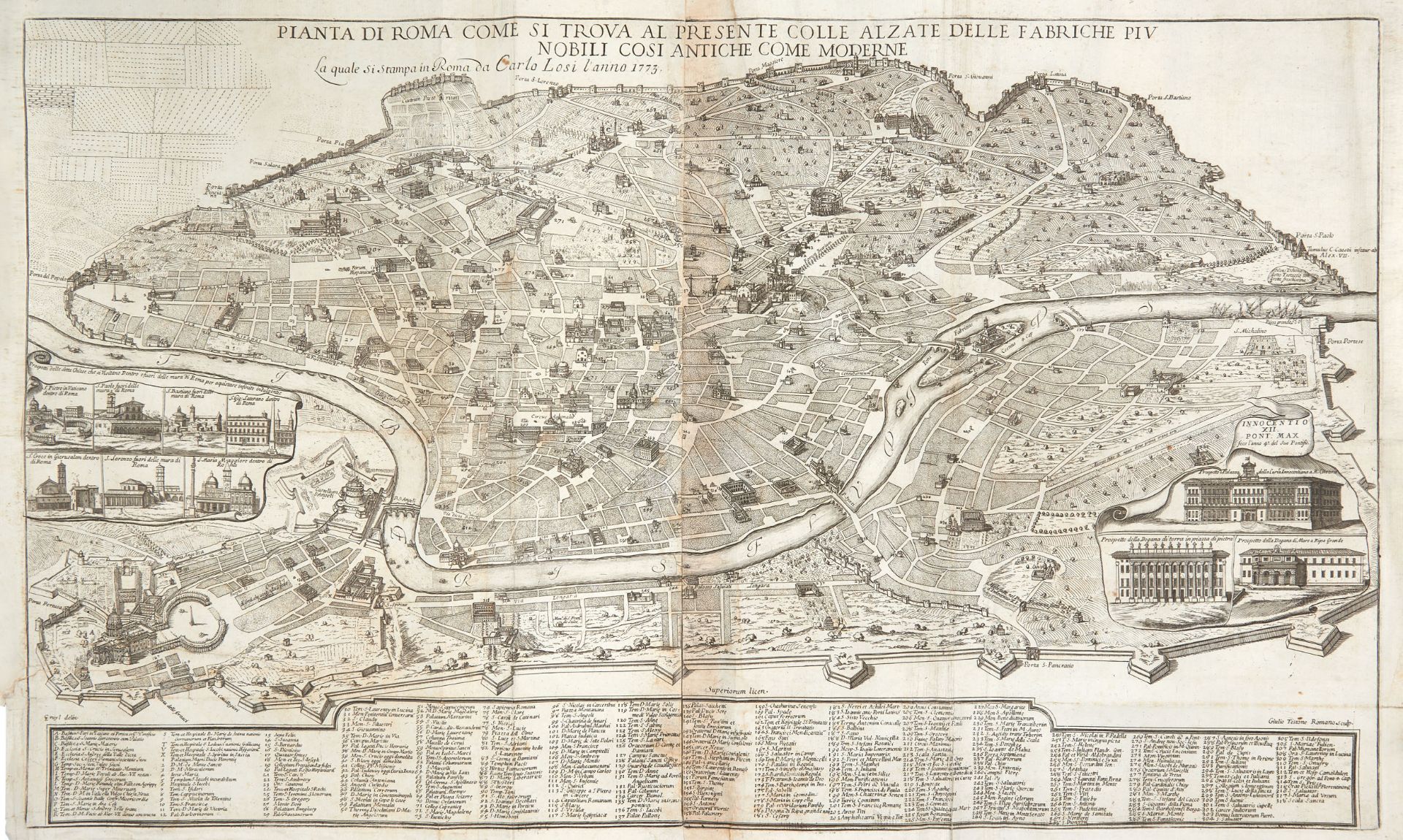CRUYL, Lievin, (1634-1720). Pianta di Roma come si trova al presente colle alzate delle fabbriche