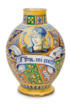 VASO IN MAIOLICA POLICROMA, FORNACE DI FAENZA, CIRCA 1550