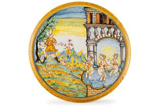 ALZATA IN MAIOLICA POLICROMA FORNACE DI DERUTA, METÀ DEL XVII SECOLO