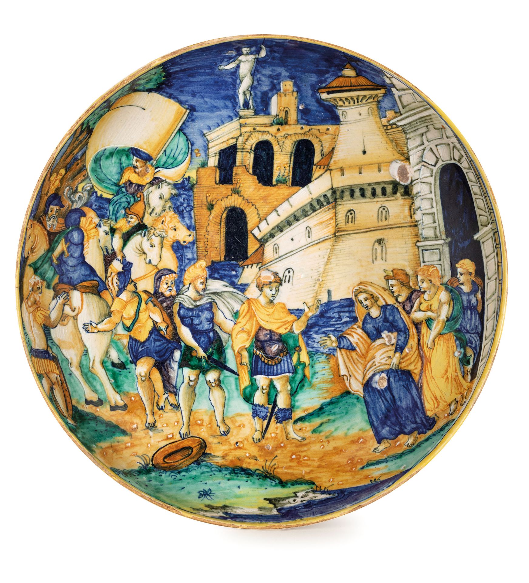 CIOTOLA IN MAIOLICA POLICROMA, PITTORE ATTIVO IN UNA FORNACE URBINATE, CIRCA 1530-1550