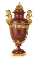 VASO IN MARMO ROSSO VENATO E BRONZO DORATO, XIX SECOLO