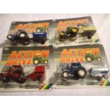 Four Britains action drive tractor and implement in blister pack in excellent to near mint