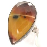 Sterling silver ring set with a large pear shape mookaite, size N, 7g. P&P Group 1 (£14+VAT for
