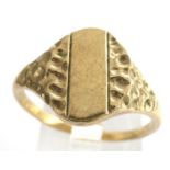 9ct gold signet ring, size U, no engraving, 4.0g. P&P Group 1 (£14+VAT for the first lot and £1+