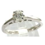 18ct white gold 0.32ct diamond solitaire ring, size O, 3.4g. P&P Group 1 (£14+VAT for the first