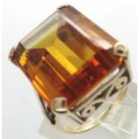 9ct gold ring set with large citrine, size K/L, 10.02g. P&P Group 1 (£14+VAT for the first lot