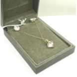 Stone set 925 silver pendant necklace and earring set, boxed, chain L: 46 cm. P&P Group 1 (£14+VAT