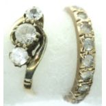 Two presumed 9ct gold stone set rings, sizes N, combined 3.9g. P&P Group 1 (£14+VAT for the first