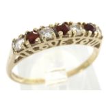 9ct gold I Love You ring set with garnets and CZ stones, size O, 1.6g. P&P Group 1 (£14+VAT for